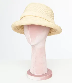 1950s Beige Straw Bowler Hat