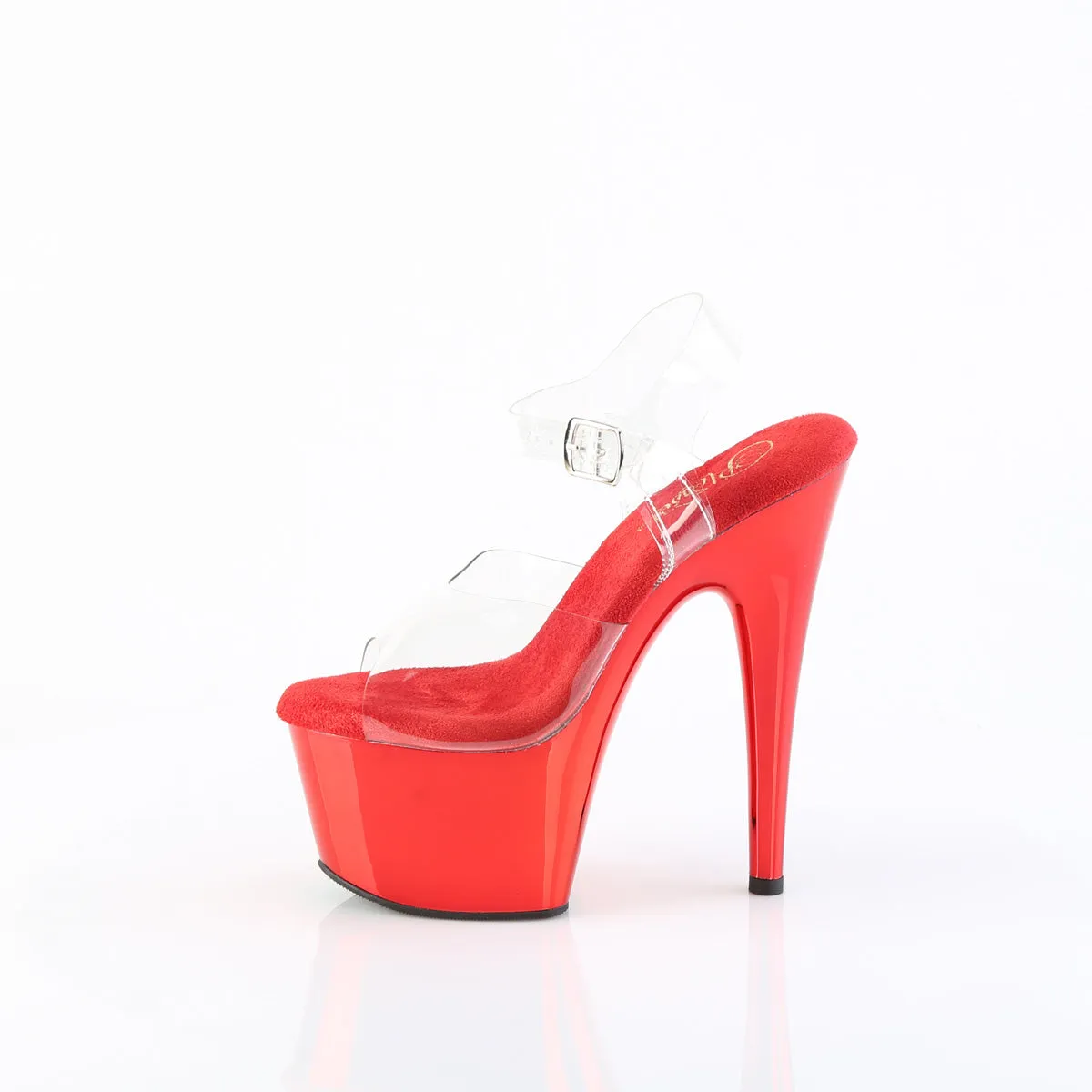 7 Inch Heel ADORE-708 Clear Red Chrome