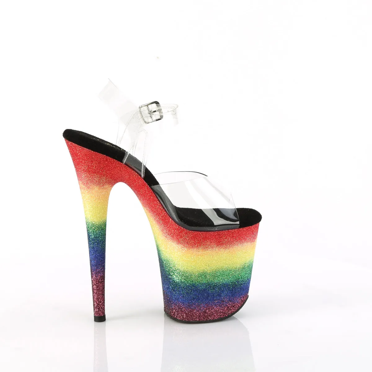 8 Inch Heel FLAMINGO-808RG-04 Rainbow Glitter