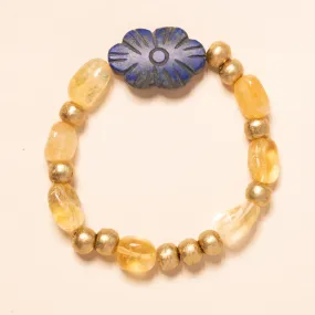 African Brass, Citrine and Afgan Lapis Bloom Bracelet