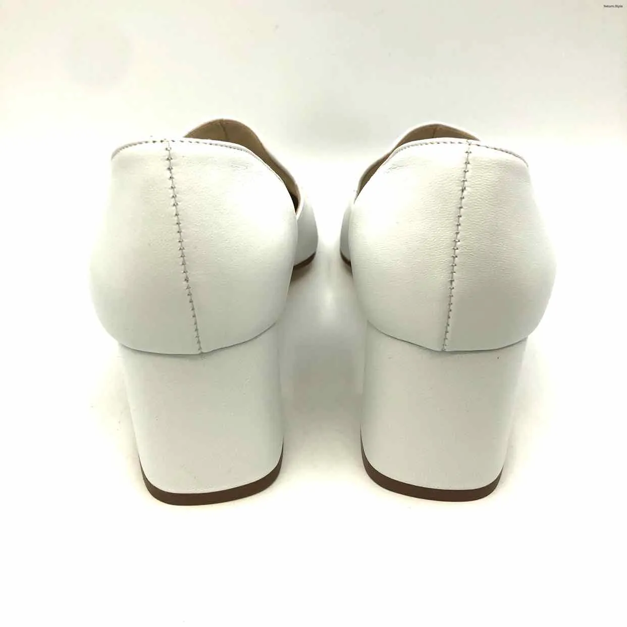 AMALFI White Leather Loafer 2.5 Chunky Heel Shoe Size 8-1/2 Shoes