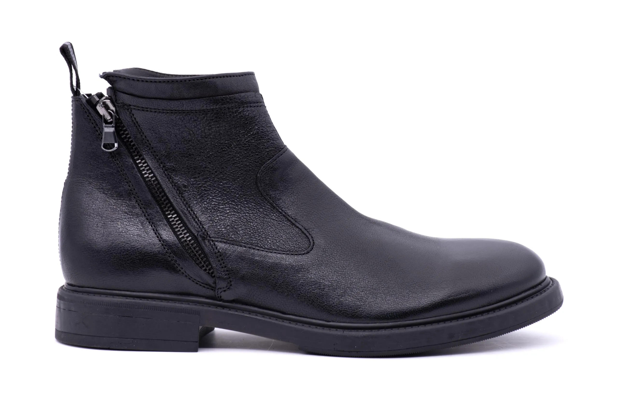 Ankle Boot in Pelle Effetto Invecchiata