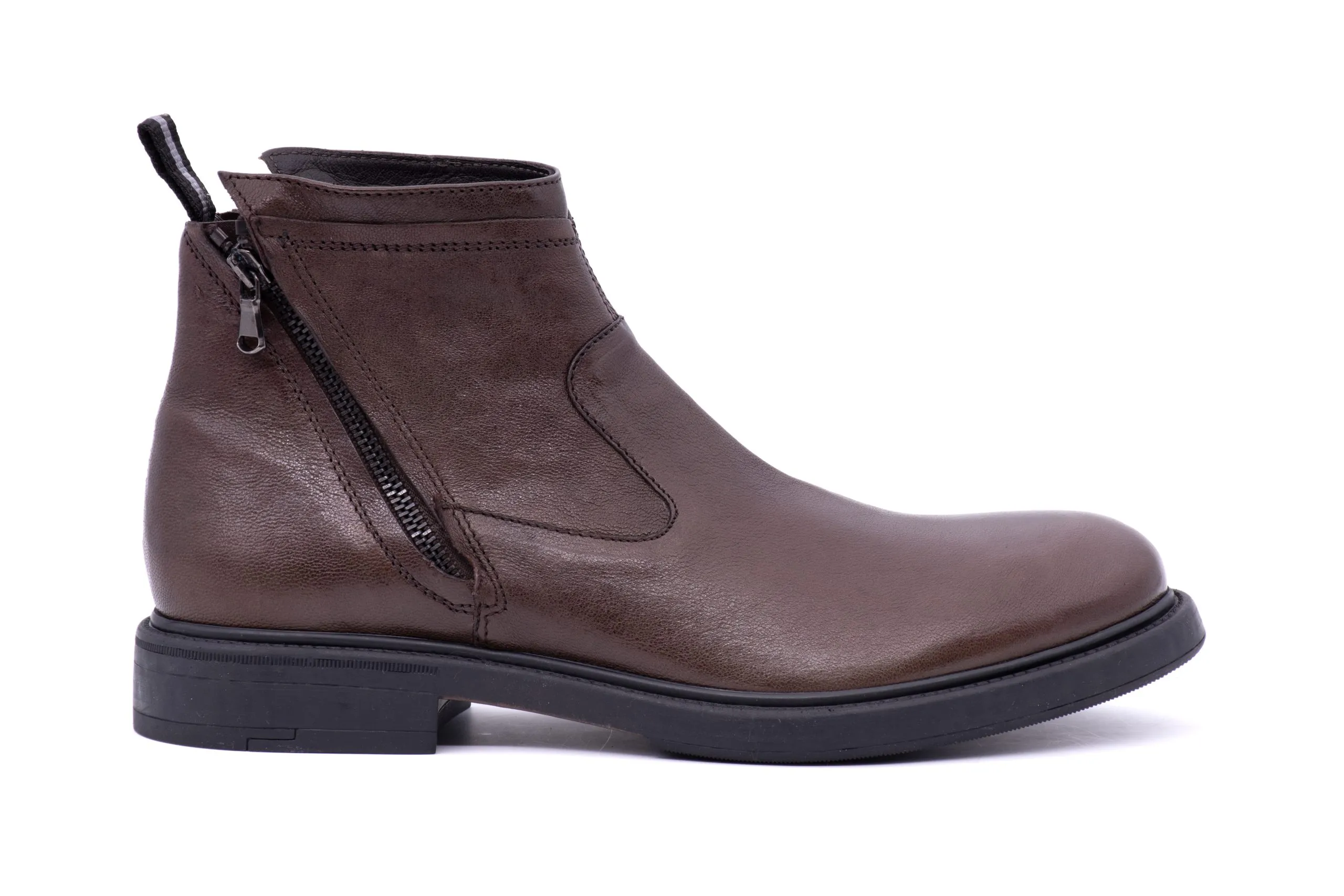 Ankle Boot in Pelle Effetto Invecchiata