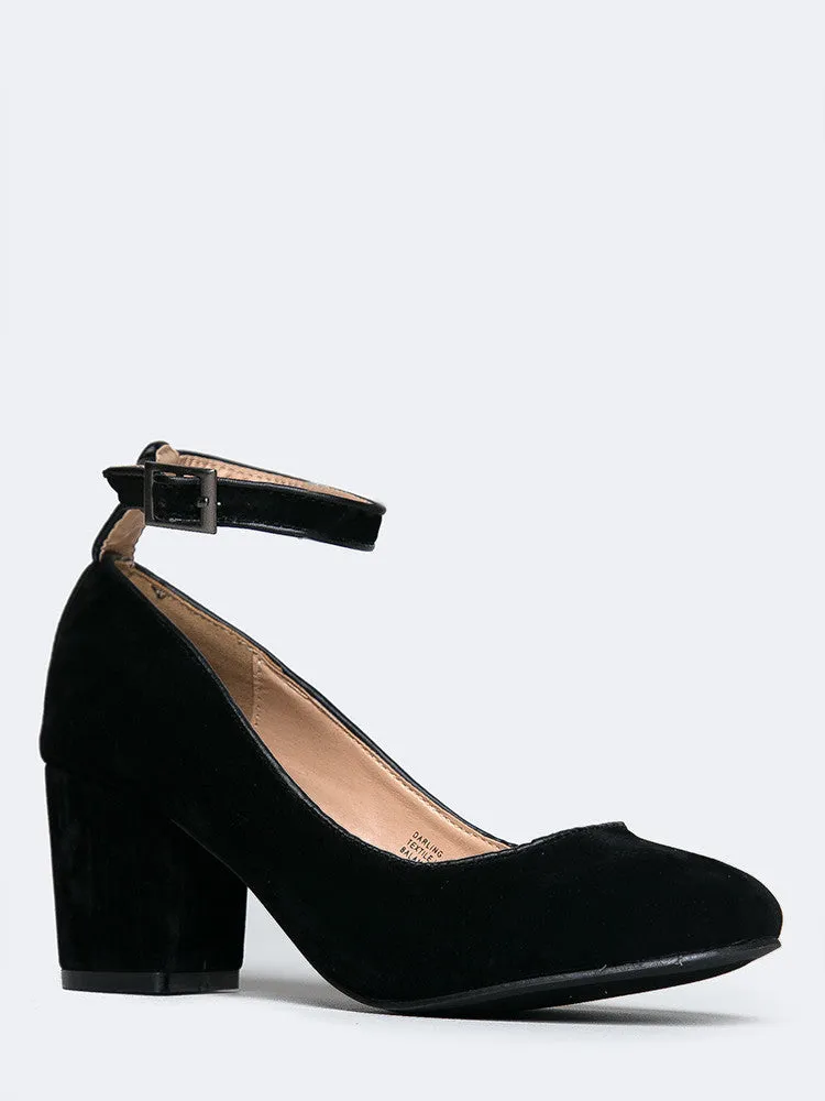 Ankle Strap Round Toe Heel