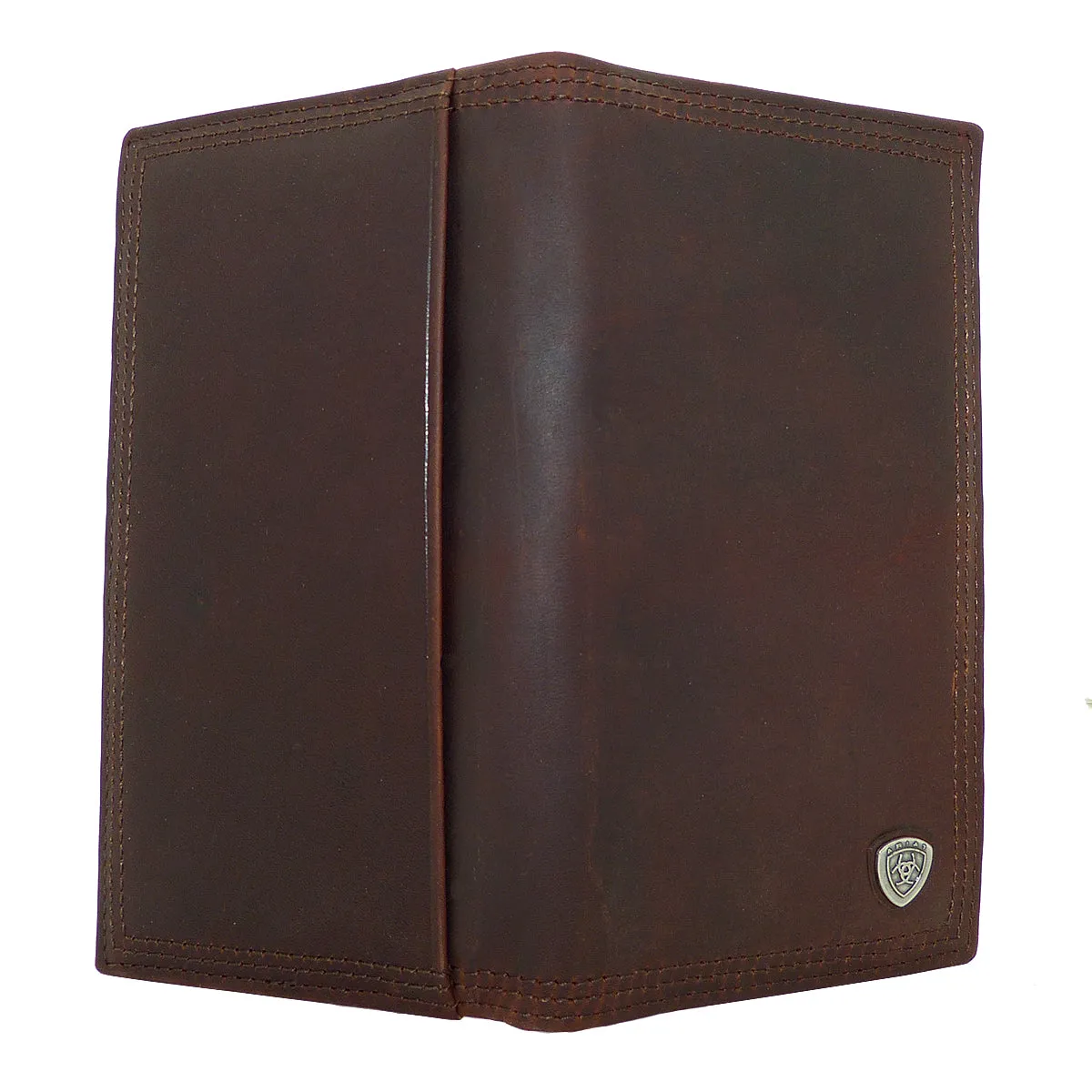 Ariat Western Mens Leather Shield Dark Copper Wallet Checkbook Cover