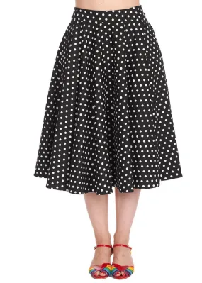 Banned Dot Days 50's Swing Skirt Black