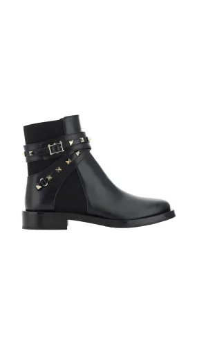 Beatle Rockstud Calfskin Ankle Boot 20MM - Black