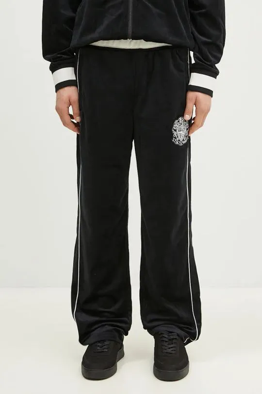 Billionaire Boys Club velour sweatpants Velour Track Pant black color with an application B24314