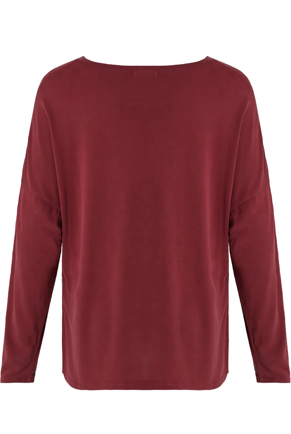 Burgundy Long Sleeve Casual Top