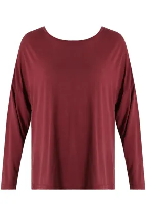 Burgundy Long Sleeve Casual Top