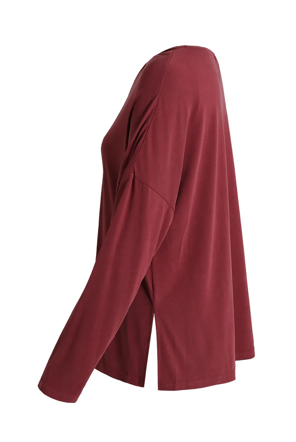 Burgundy Long Sleeve Casual Top