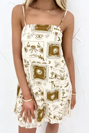 Catalina Mini Dress Beige Tequila Tacos