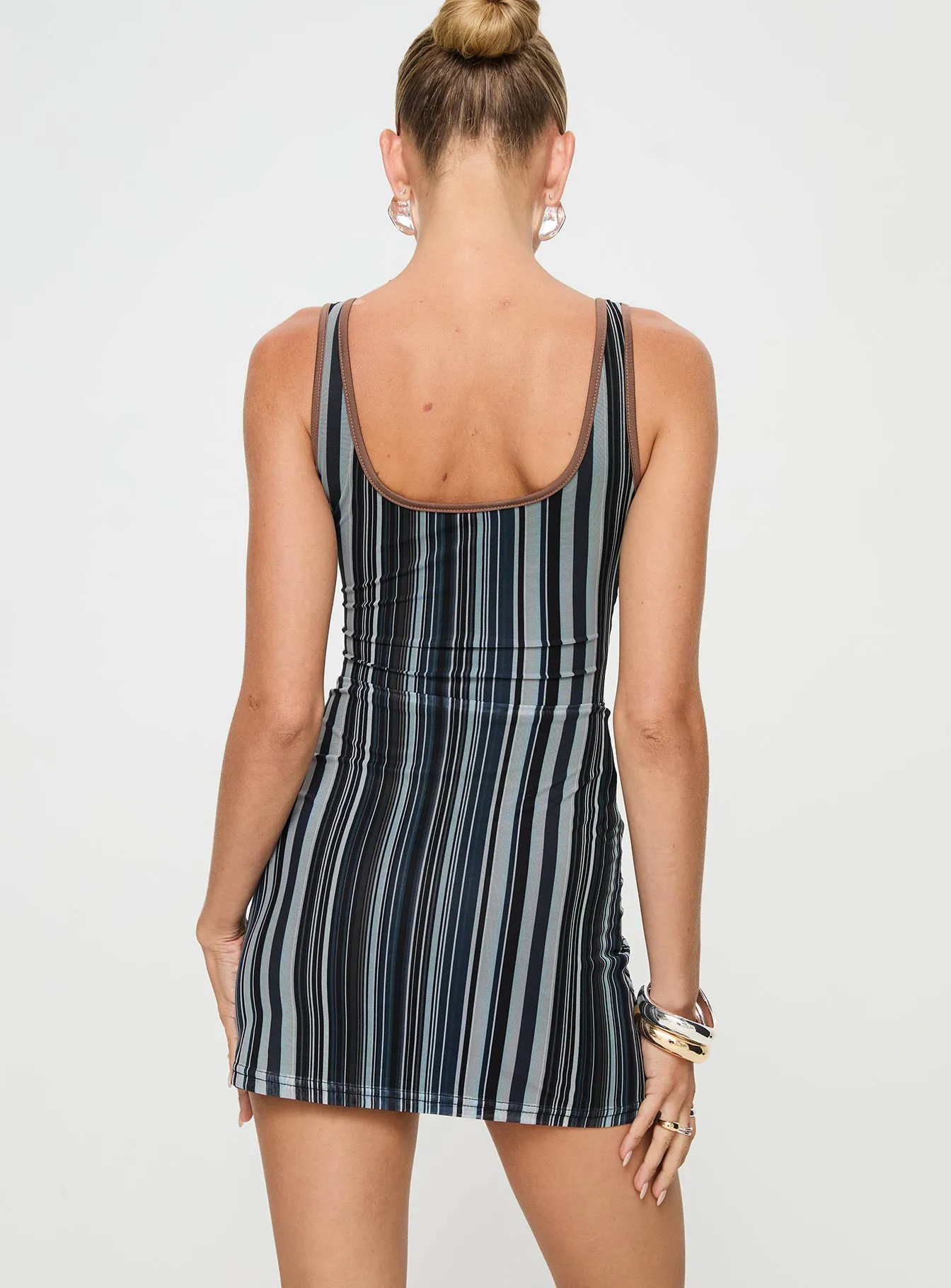 Cheer Me On Mini Dress Black Stripe