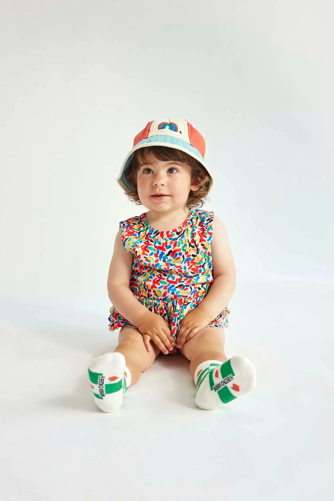 Confetti All Over Ruffle Woven Baby Romper