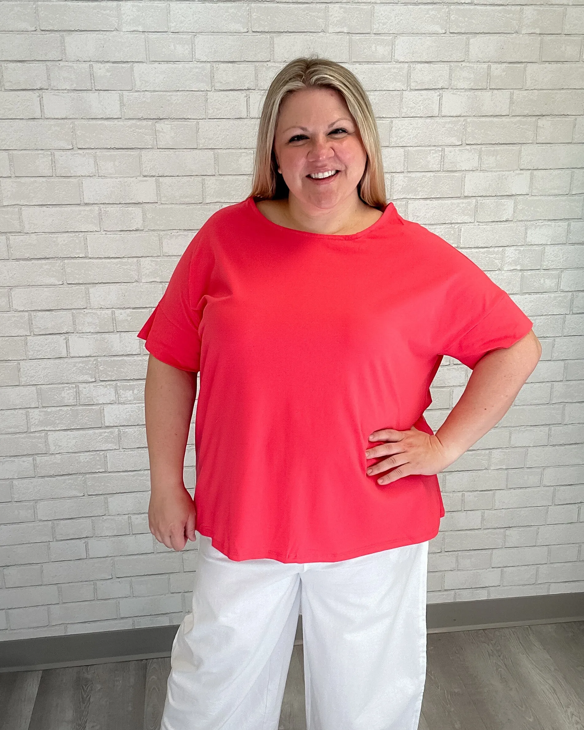 Cotton Casual Top | Coral