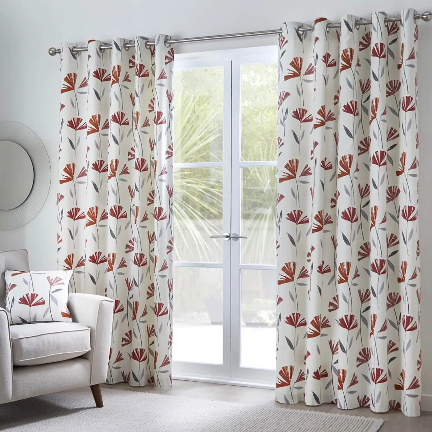 Dacey Eyelet Curtains - Red