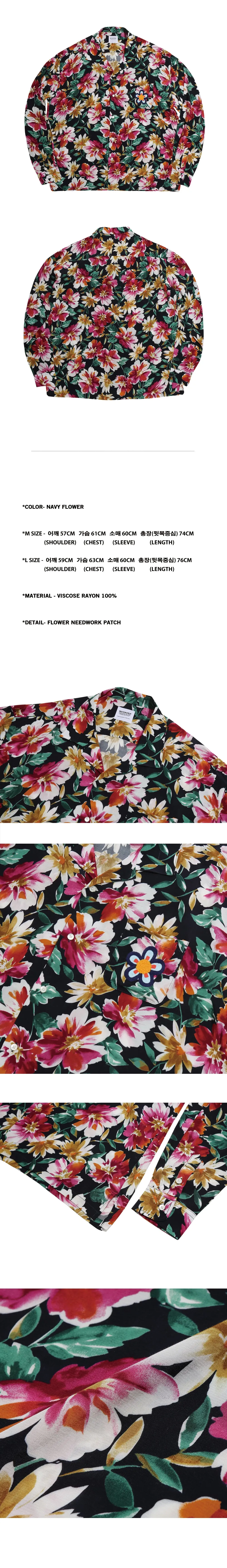 FLOWER OPEN COLLAR SHIRTS (NAVY)