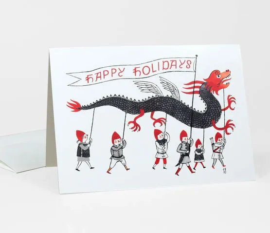 Happy Holidays Dragon Card