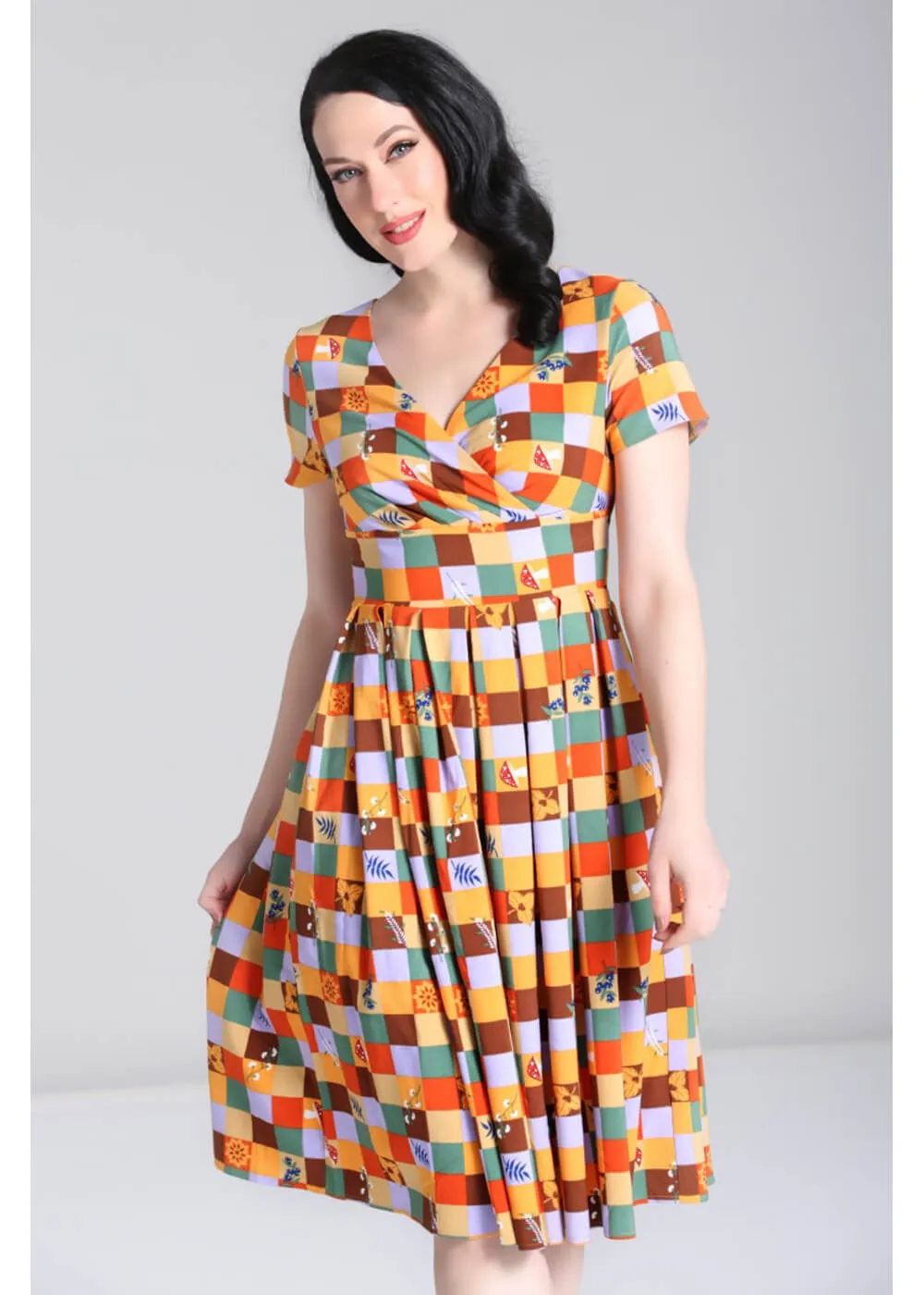 Hell Bunny Hawthorn Midi Swing Dress Multi