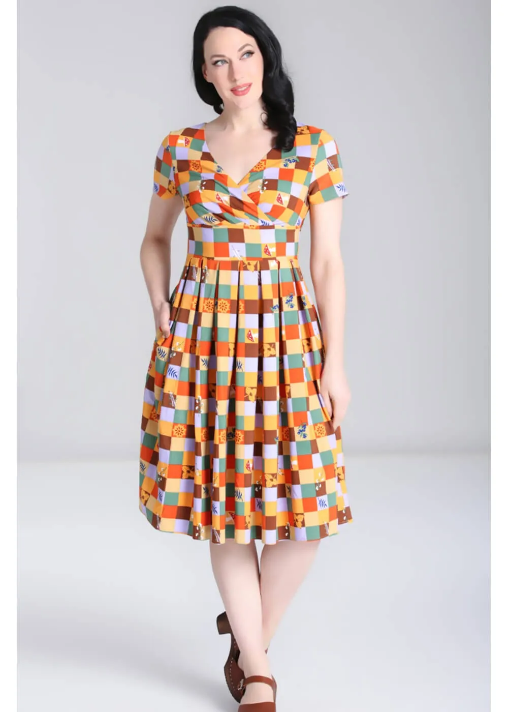 Hell Bunny Hawthorn Midi Swing Dress Multi