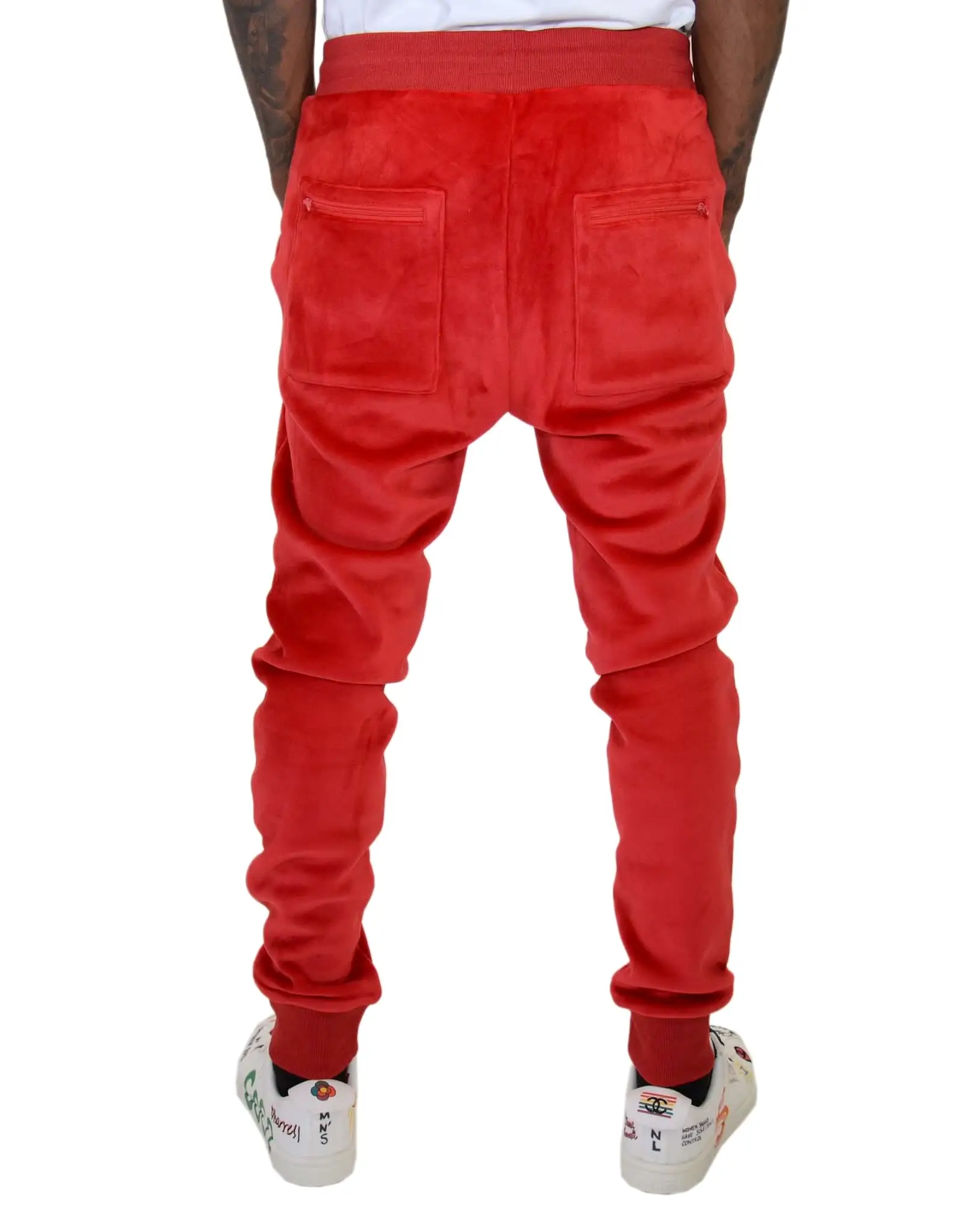 HIDDEN TREASURE VELOUR SWEATPANTS RED