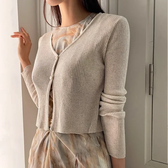 I AM MARI  |Casual Style Long Sleeves Plain Office Style Cardigans