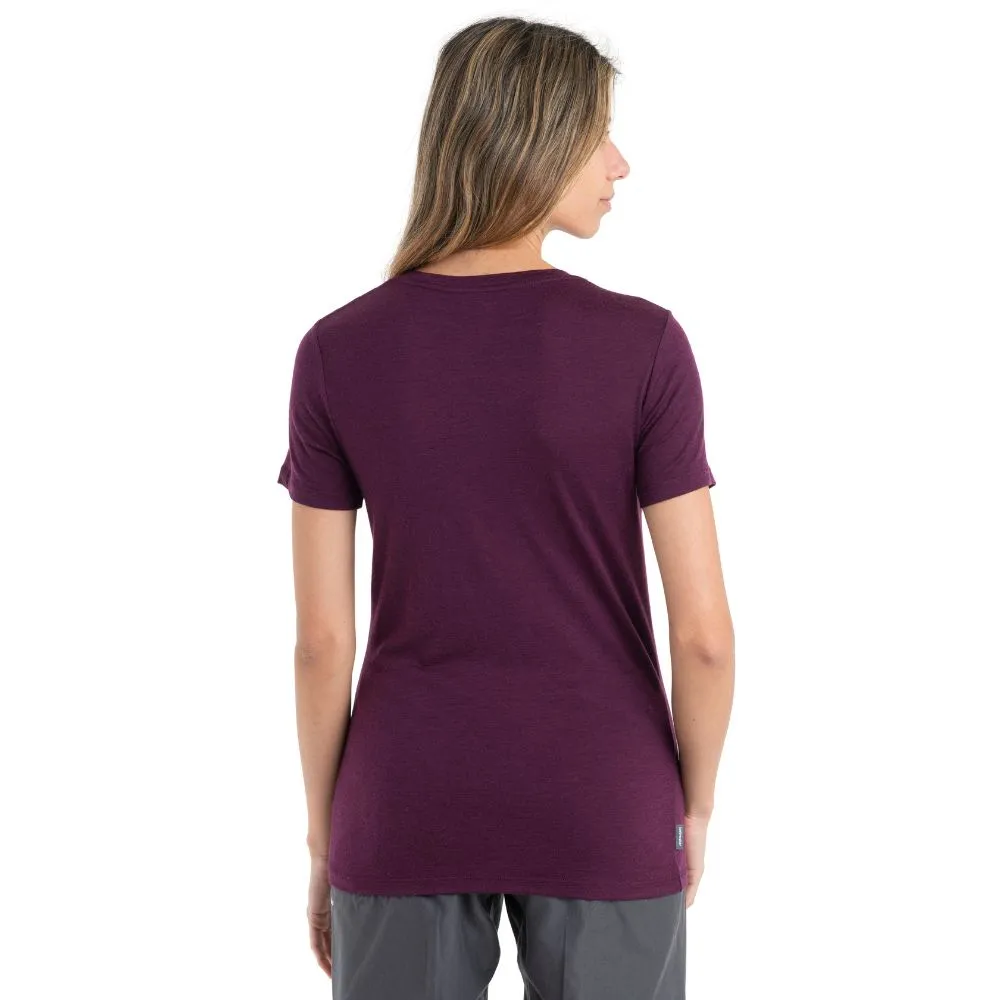 icebreaker Merino T-Shirt Women's 150 Tech Lite II Short Sleeve Crewe T-Shirt Camping Lines - Nightshade Flux Green