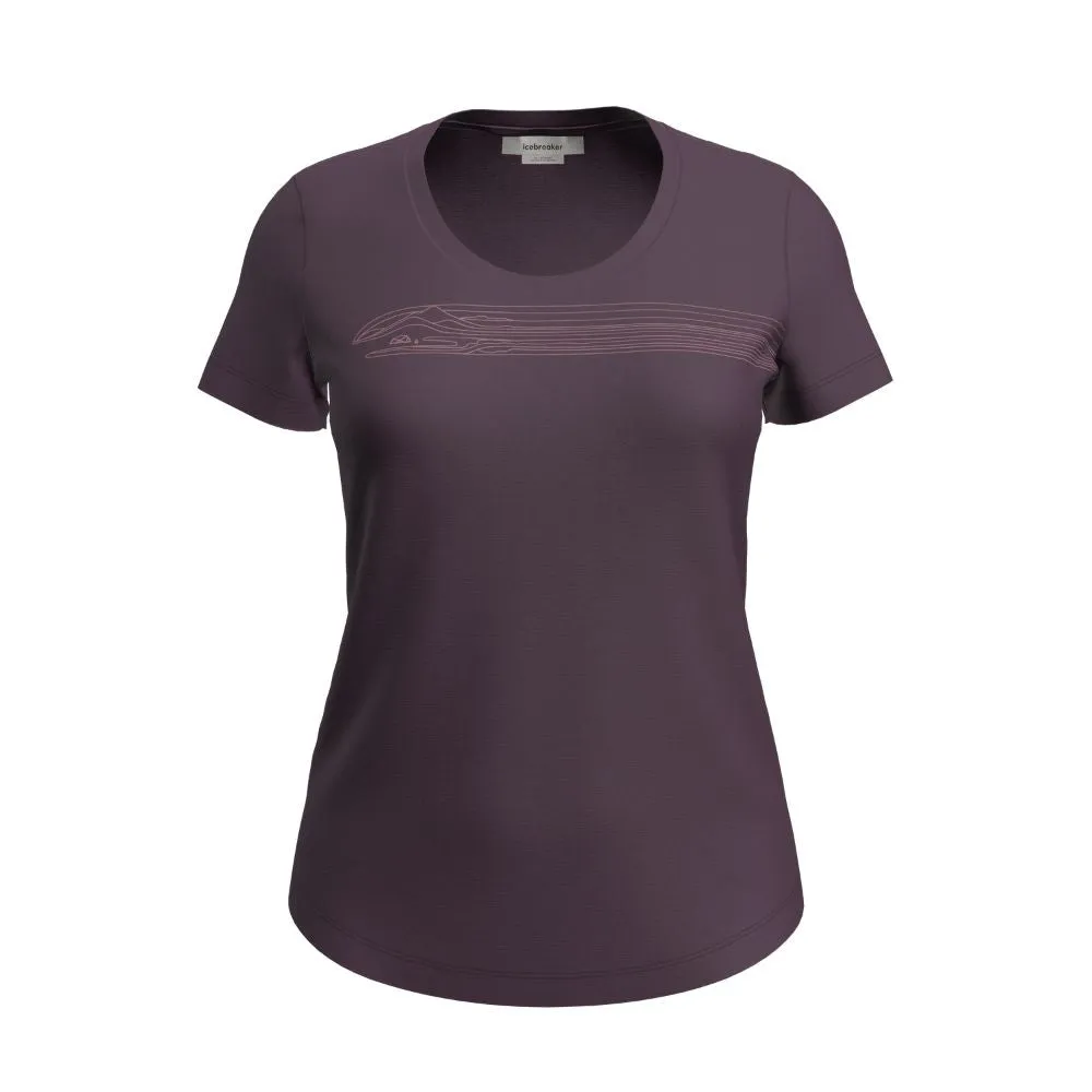 icebreaker Merino T-Shirt Women's 150 Tech Lite II Short Sleeve Crewe T-Shirt Camping Lines - Nightshade Flux Green