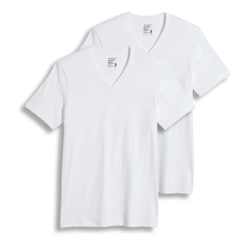 Jockey V-Neck T-Shirts-White 