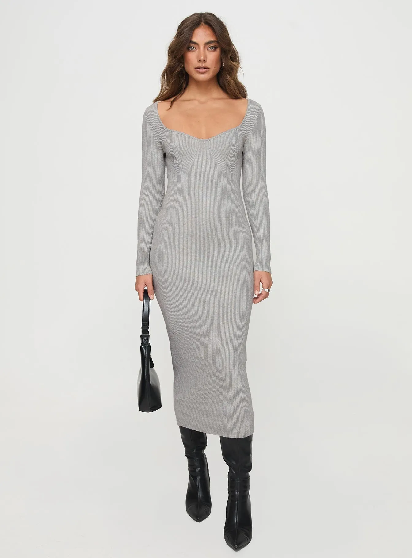 Kaseem Long Sleeve Maxi Dress Grey