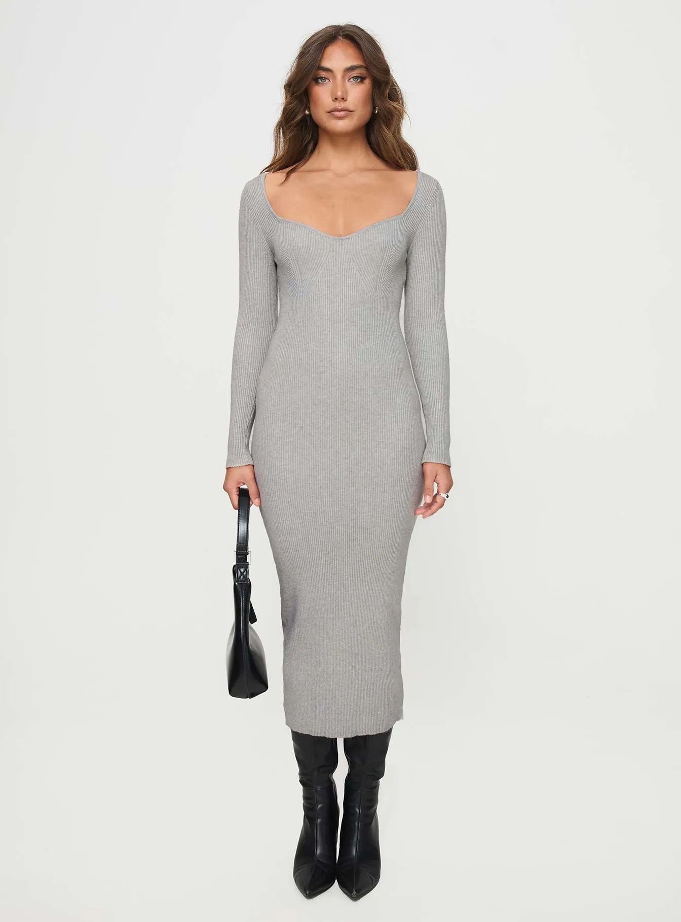 Kaseem Long Sleeve Maxi Dress Grey