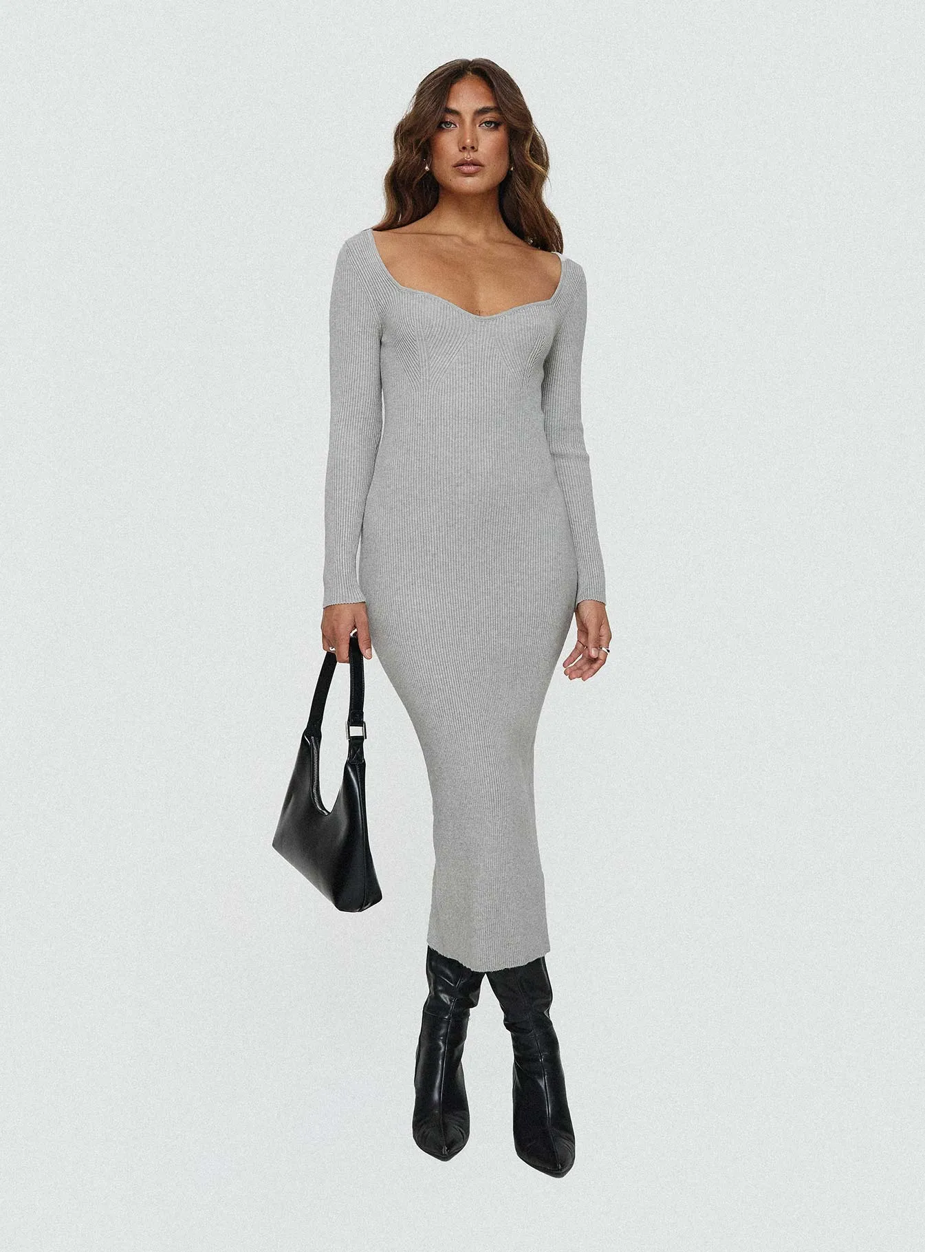 Kaseem Long Sleeve Maxi Dress Grey