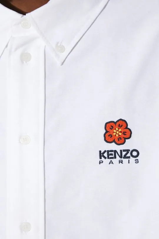 Kenzo cotton shirt Boke Flower Crest Casual Shirt men's white color FD55CH4109LO.01