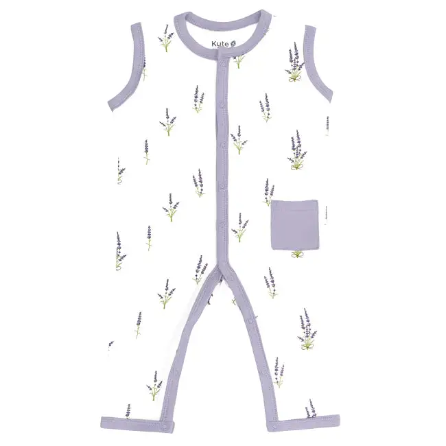 Kyte Baby Printed Sleeveless Snap Romper in Lavender