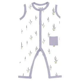 Kyte Baby Printed Sleeveless Snap Romper in Lavender