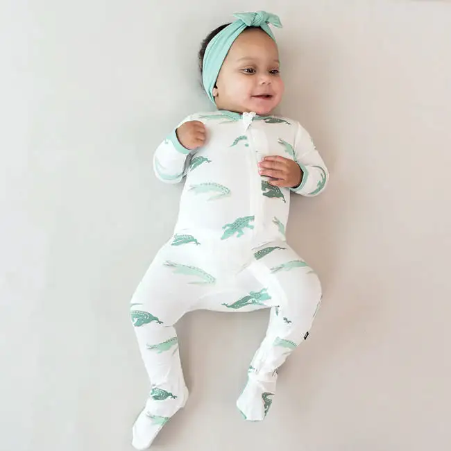 Kyte Baby Printed Zippered Footie in Crocodile