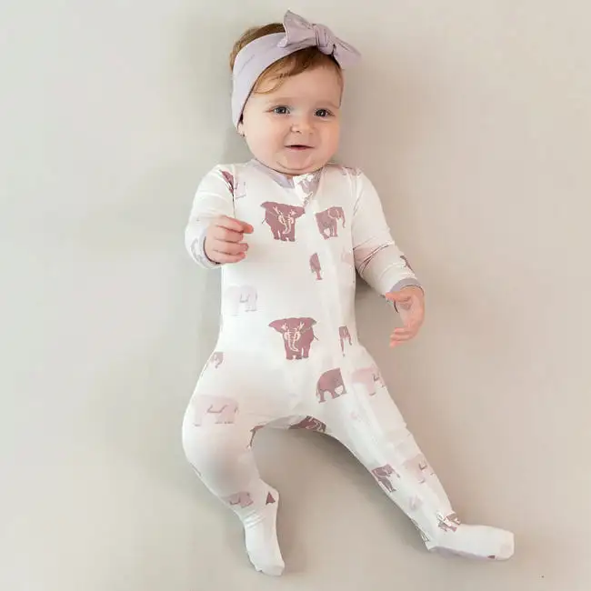 Kyte Baby Printed Zippered Footie in Elephant