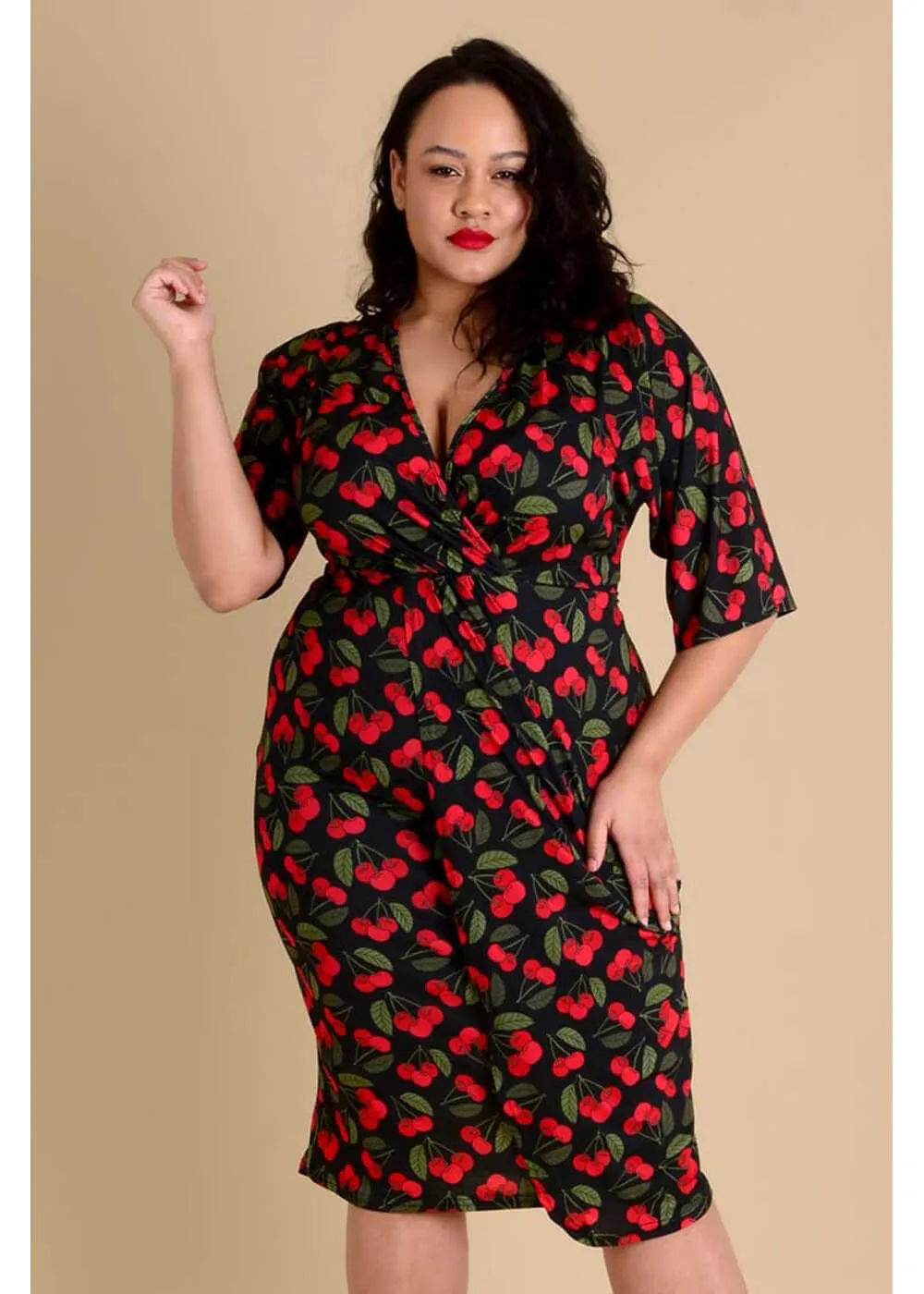 Lady V Lady Voluptuous Mystique Cherry Blaze 50's Dress Black