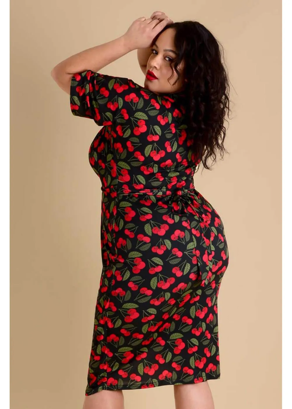 Lady V Lady Voluptuous Mystique Cherry Blaze 50's Dress Black