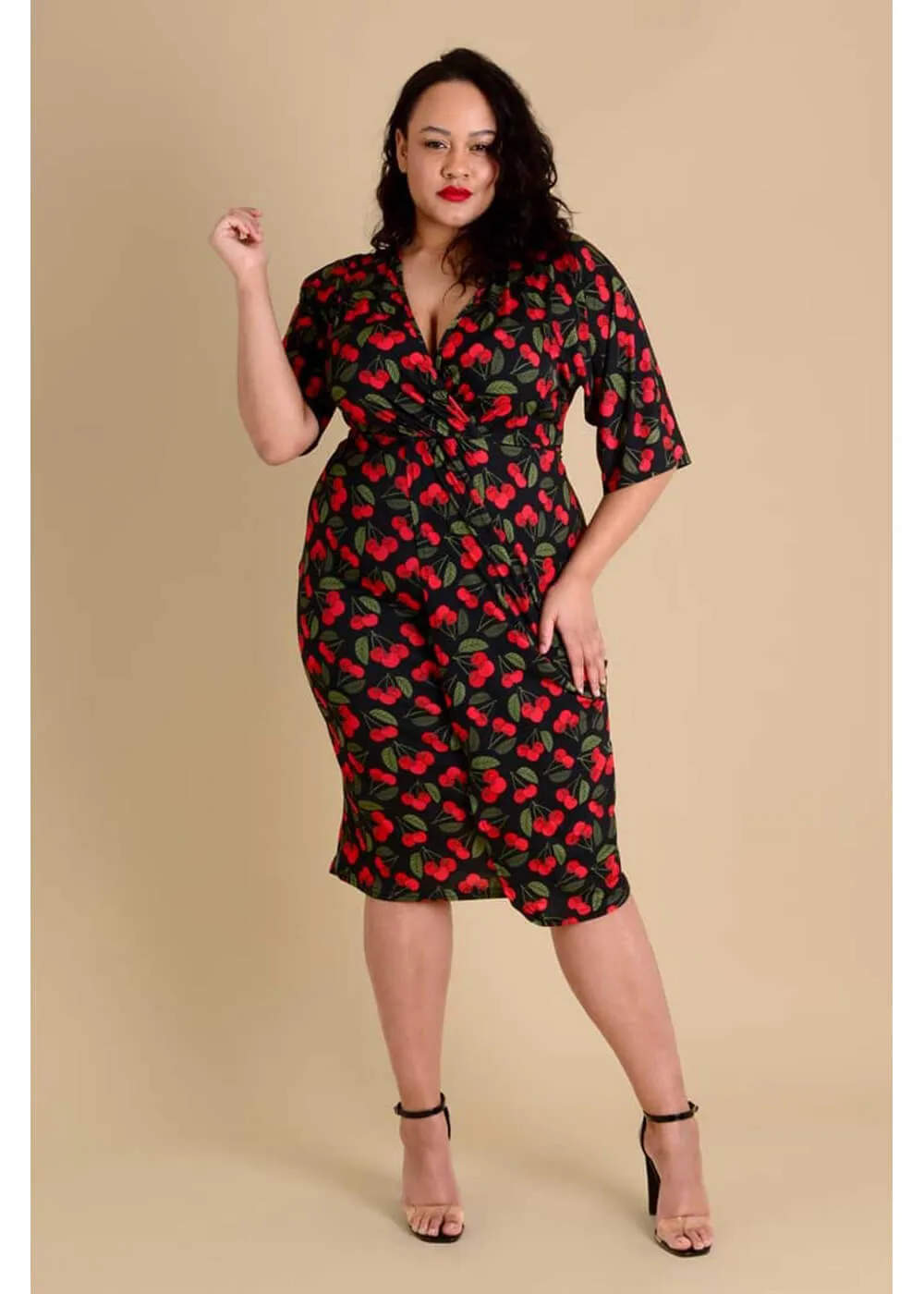 Lady V Lady Voluptuous Mystique Cherry Blaze 50's Dress Black