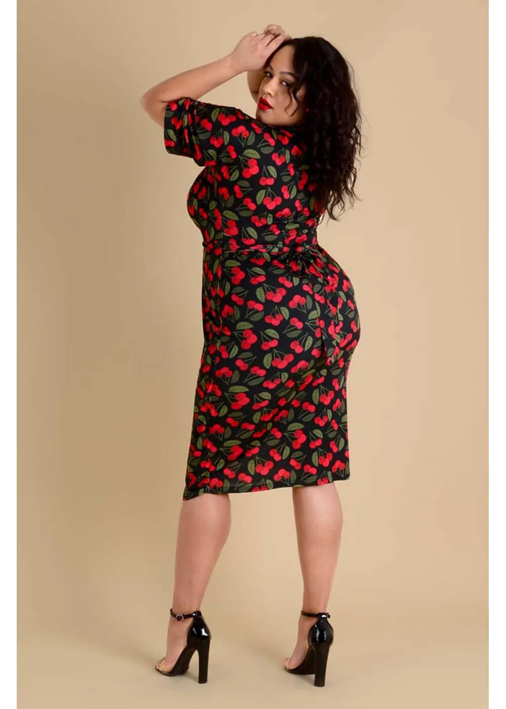 Lady V Lady Voluptuous Mystique Cherry Blaze 50's Dress Black