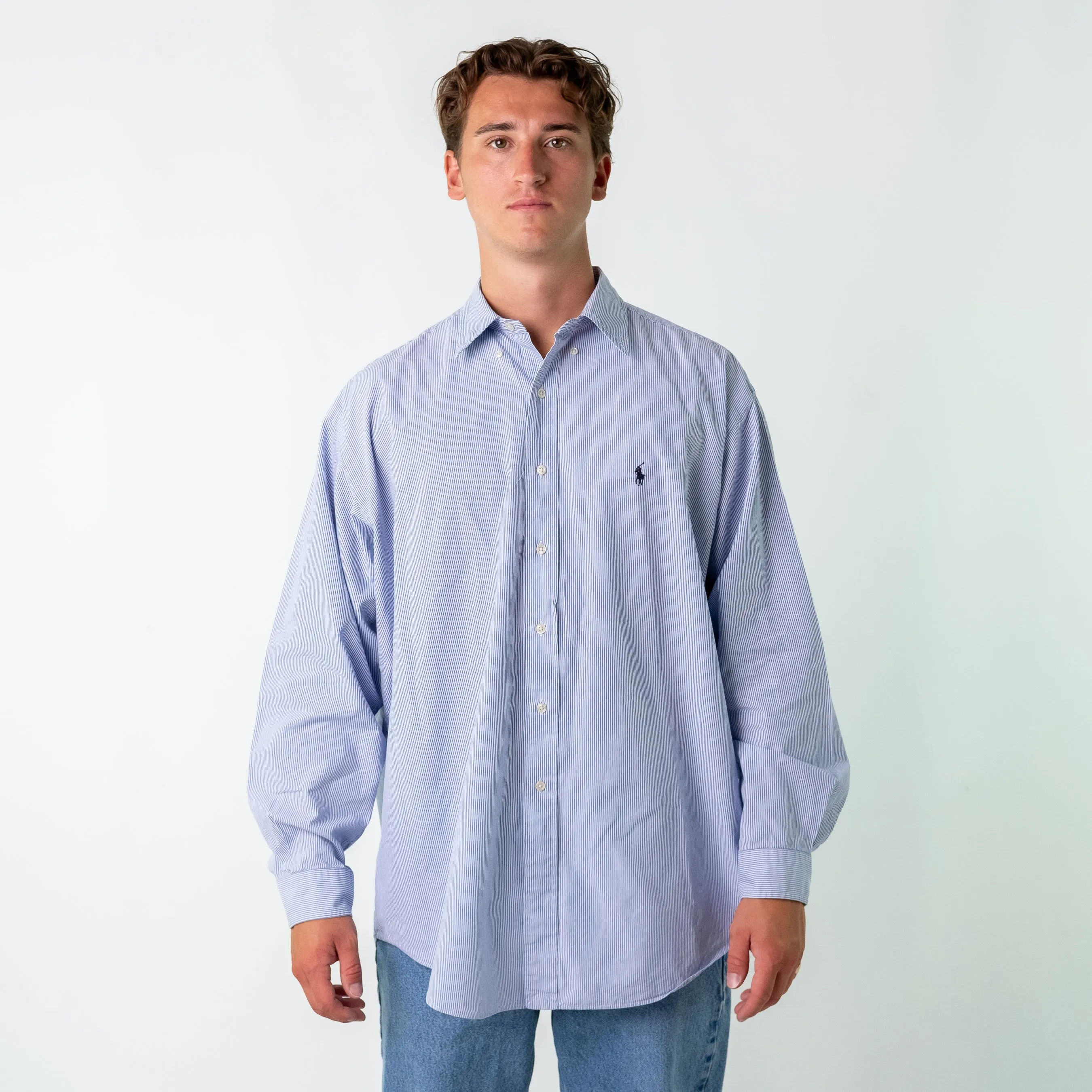 Light Blue 90s Polo Ralph LaurenBlake Longsleeve Casual Shirt (XL)