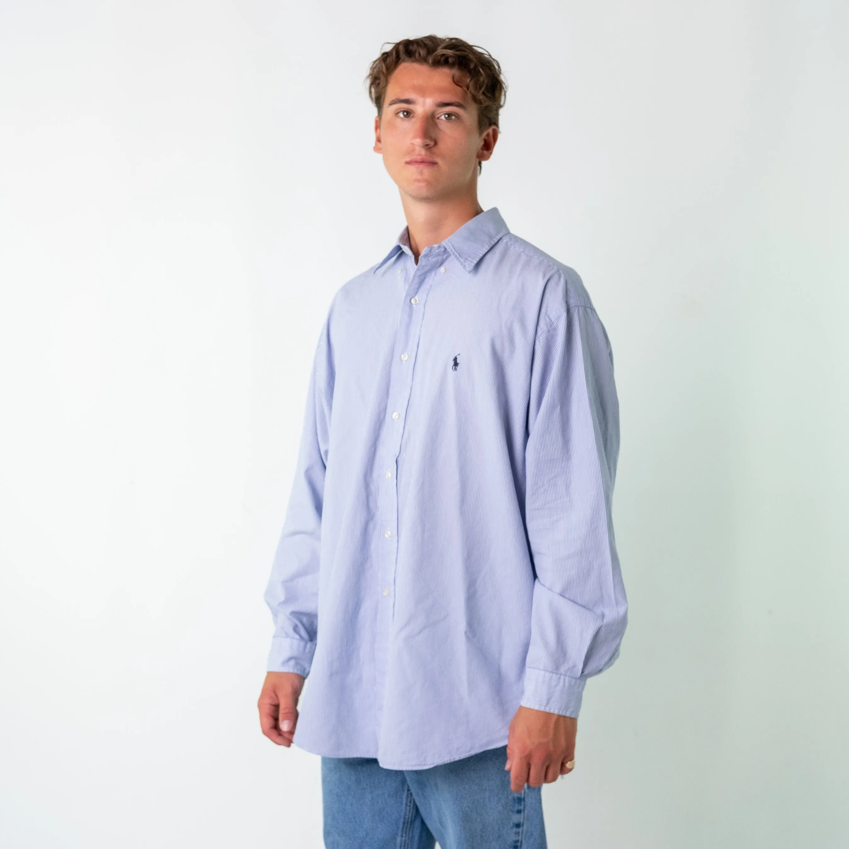 Light Blue 90s Polo Ralph LaurenBlake Longsleeve Casual Shirt (XL)