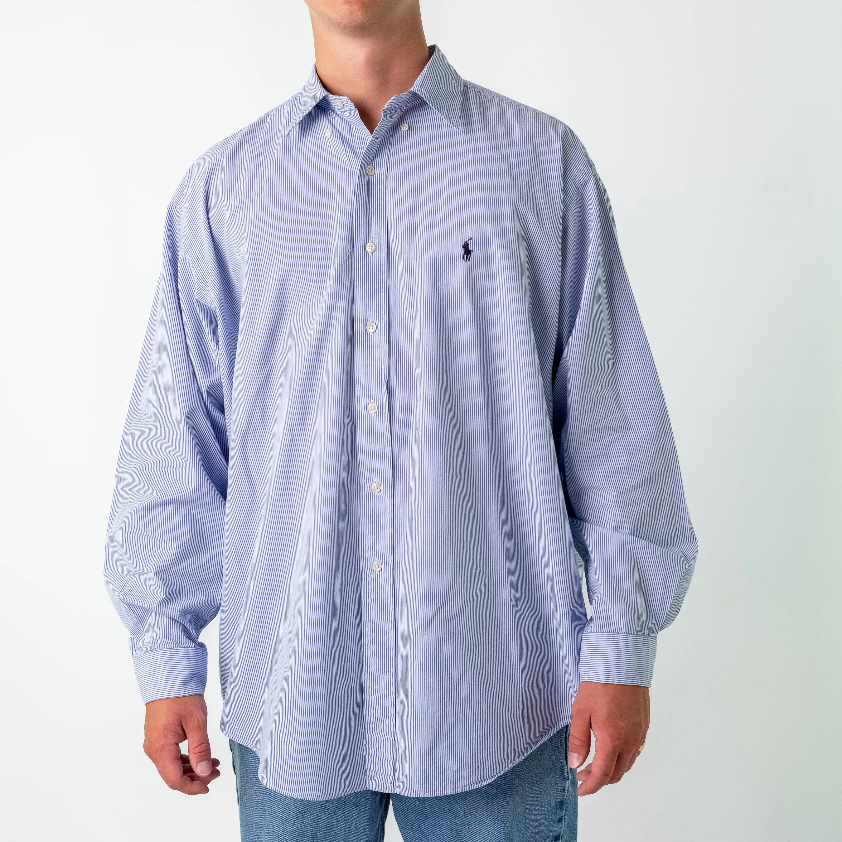 Light Blue 90s Polo Ralph LaurenBlake Longsleeve Casual Shirt (XL)