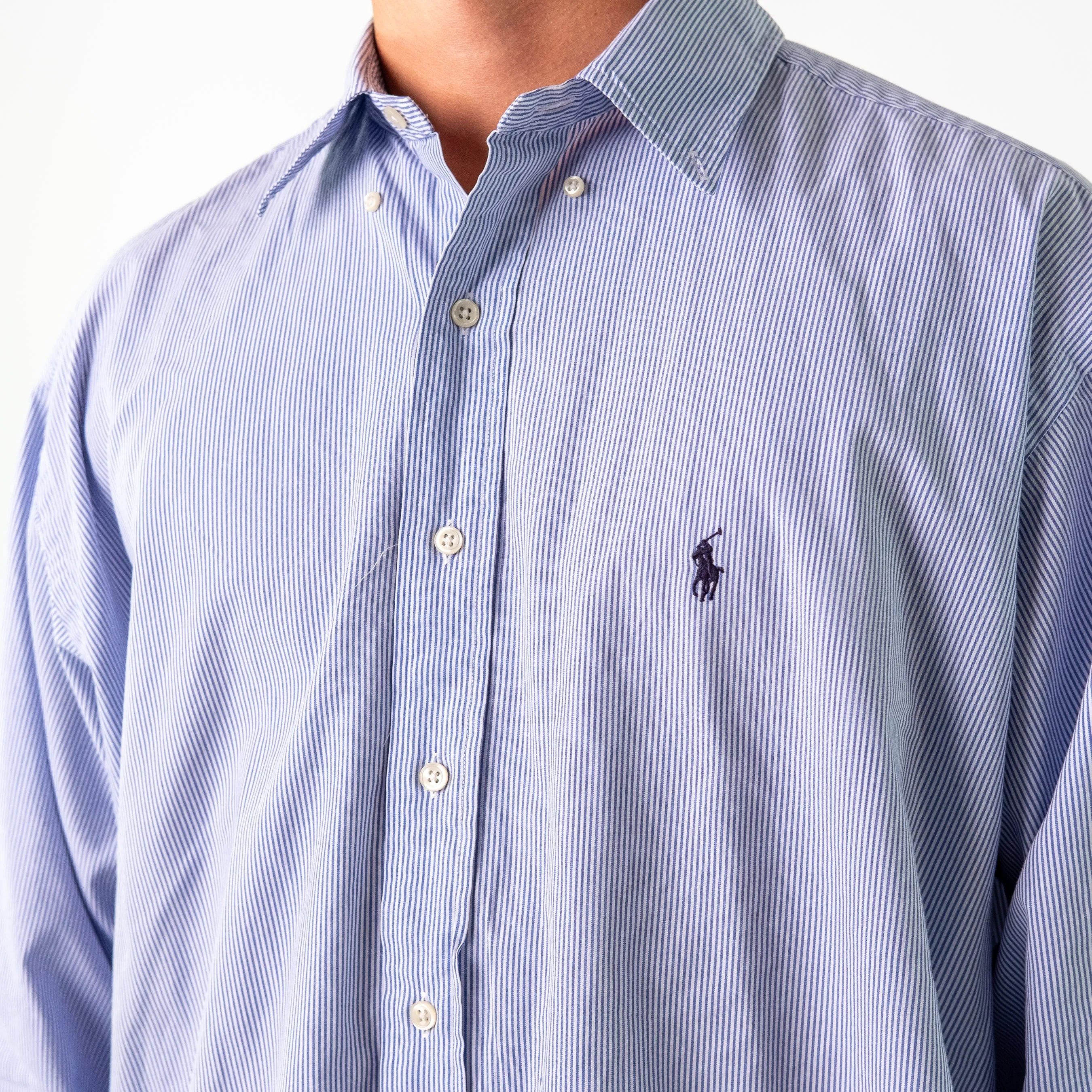 Light Blue 90s Polo Ralph LaurenBlake Longsleeve Casual Shirt (XL)