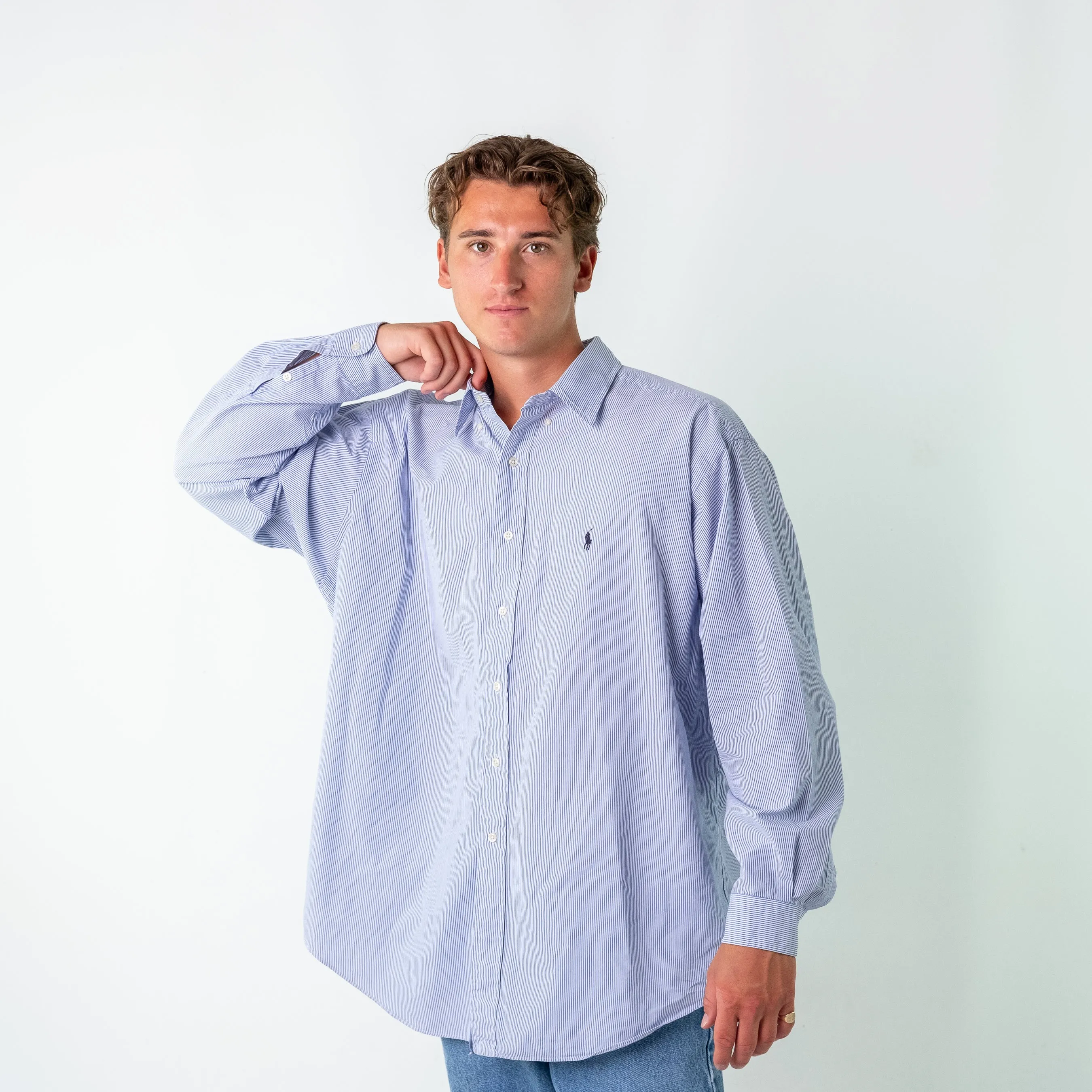 Light Blue 90s Polo Ralph LaurenBlake Longsleeve Casual Shirt (XL)