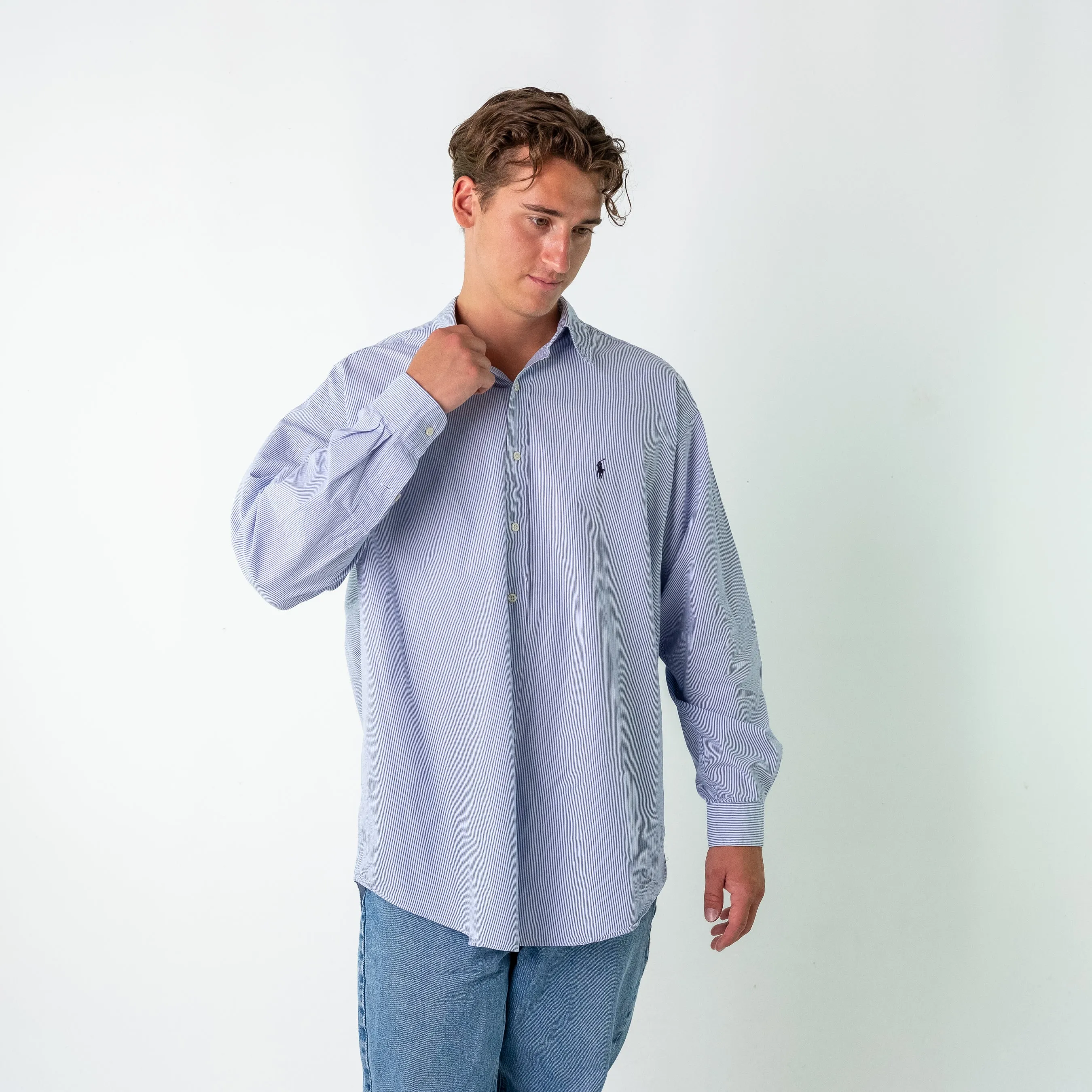 Light Blue 90s Polo Ralph LaurenBlake Longsleeve Casual Shirt (XL)