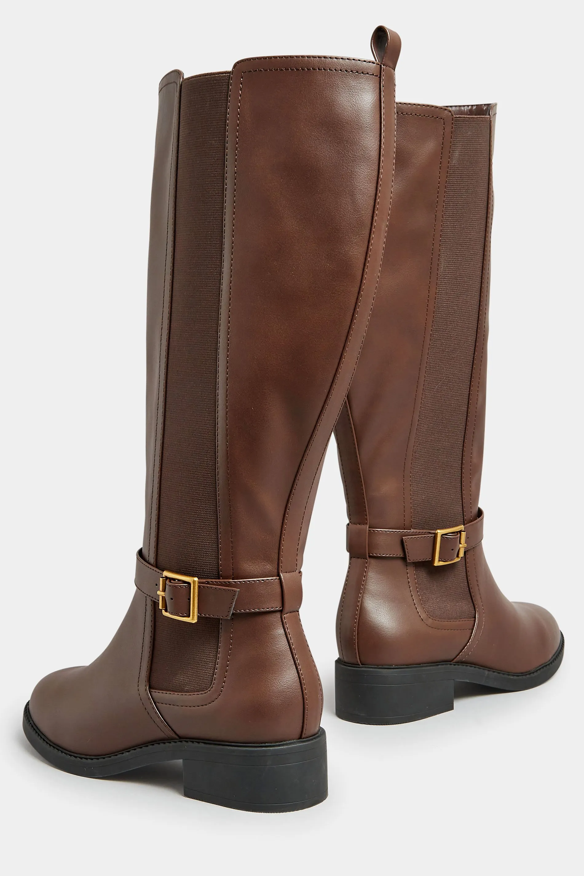 LIMITED COLLECTION Brown Strap Knee High Boot In Extra Wide EEE Fit