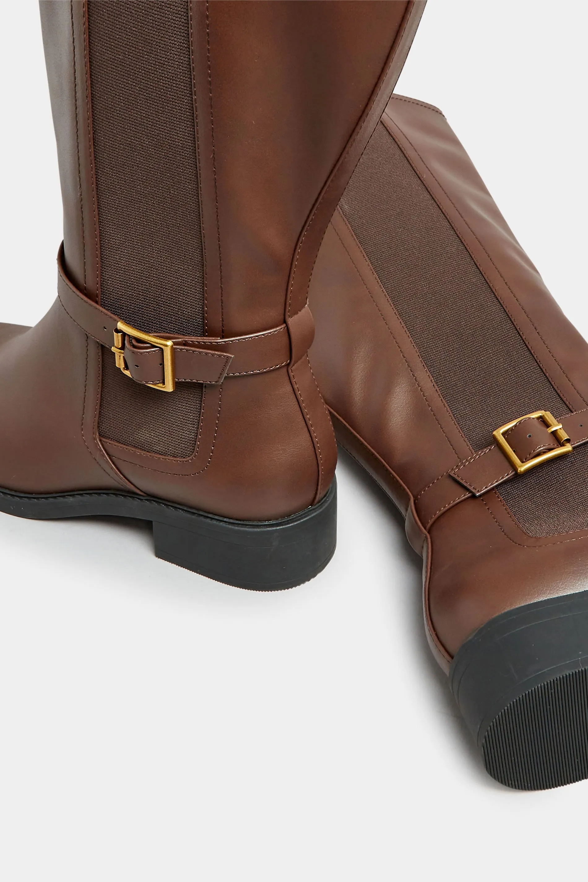 LIMITED COLLECTION Brown Strap Knee High Boot In Extra Wide EEE Fit