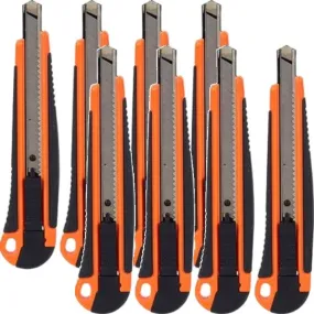 Marbig Medium Cutter Knife Retractable 9mm Box Warehouse Orange 8 Pack